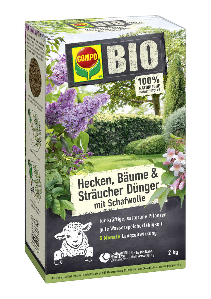 COMPO BIO Hecken, Bäume und Sträucher Dünger mit Schafwolle